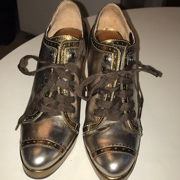 95 Colin Stuart Metallic Color Blocked Platforms sz 8B - Picture 2 of 8